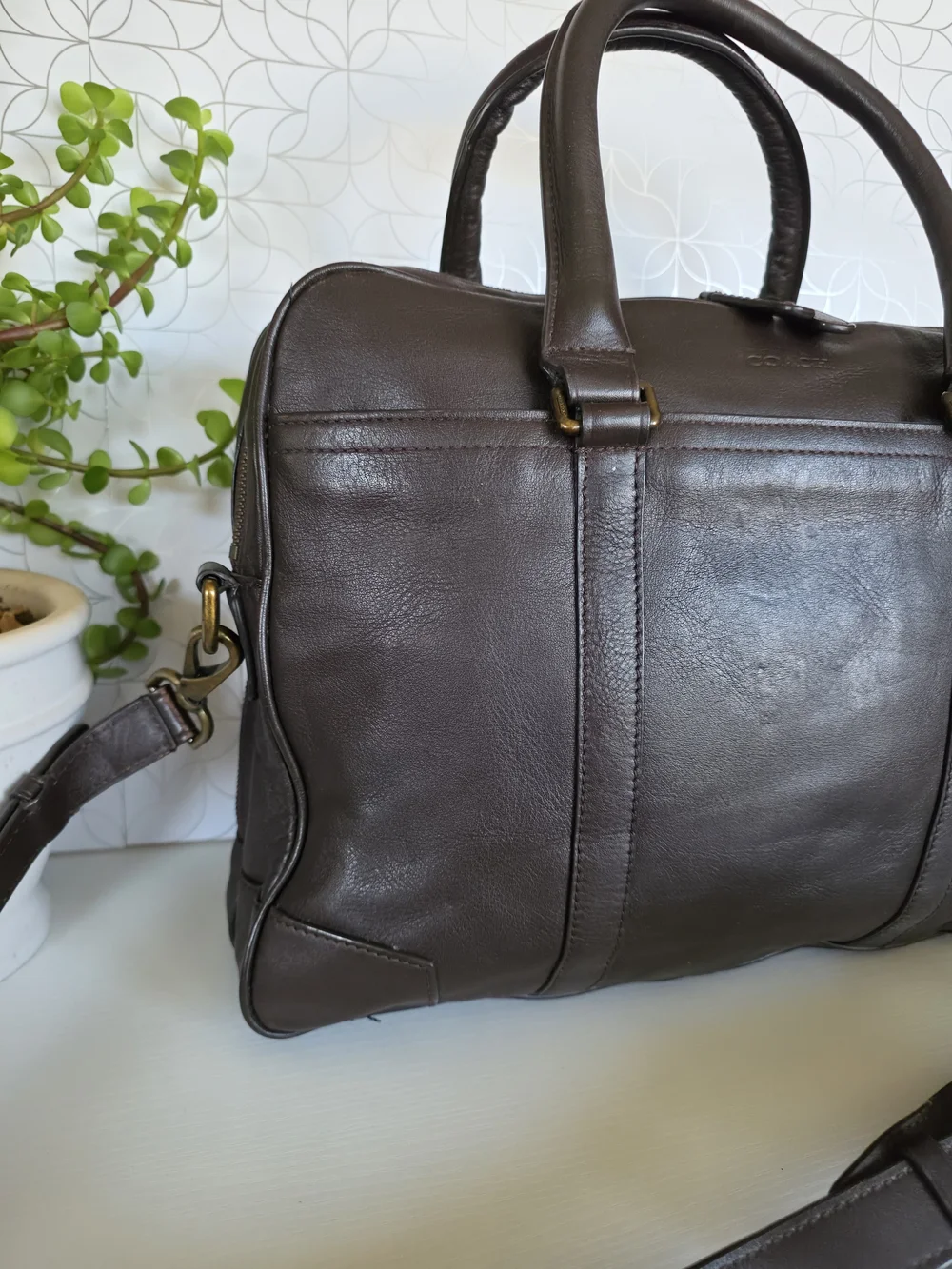 Coach Dark Brown Leather Briefcase